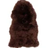 Ægte New Zealand lammeskind langhåret - Brun 95x65 cm