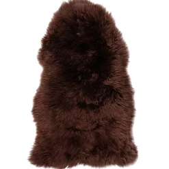 Ægte New Zealand lammeskind langhåret - Brun 95x65 cm