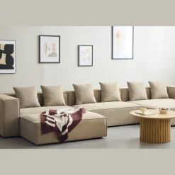 Hailey - Højrevendt chaiselong modulsofa med puf i sand L: 415 X D: 172 X H: 65 cm