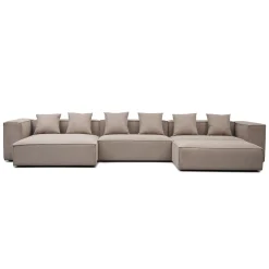 Hailey - Venstrevendt chaiselong modulsofa med puf i sand L: 415 X D: 172 X H: 65 cm