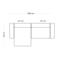Hailey - Venstrevendt chaiselong modulsofa i sand med 2 moduler L: 294 X D: 148 X H: 65 cm