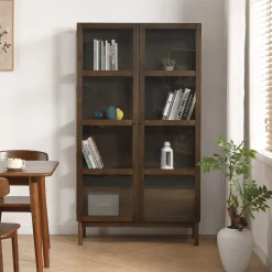 Havana egetræ vitrineskab i røget eg med 2 låger -180x40x100 cm