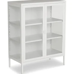 Herman glas skænk/vitrineskab - Hvidt metal 80x40x105 cm