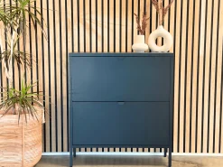 Herman Skoskab - Sort metal med 2 rum - 80x26x89 cm