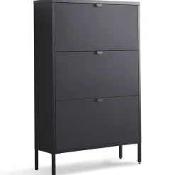 Herman Skoskab - Sort metal med 3 rum - 80x26x125 cm