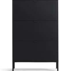 Herman Skoskab - Sort metal med 3 rum - 80x26x125 cm