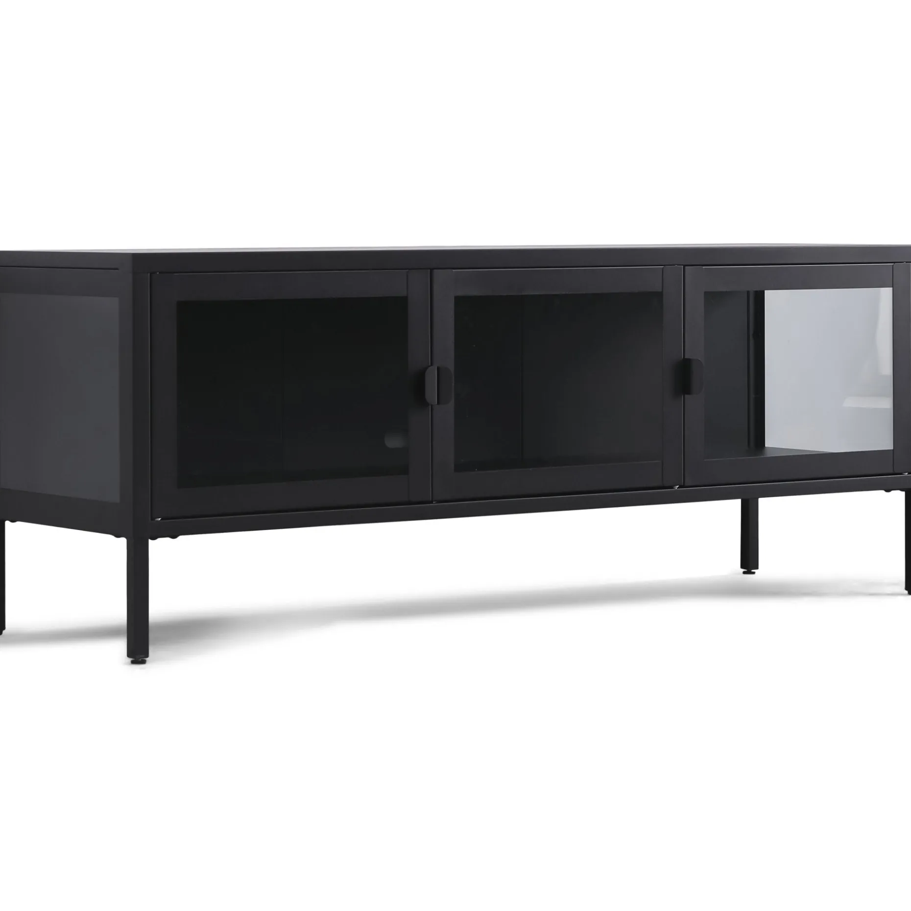 Herman TV bord - Sort metal/glas - 130x40x50 cm