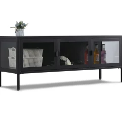 Herman TV bord - Sort metal/glas - 130x40x50 cm