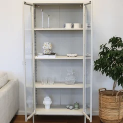 Herman Vitrineskab - Beige metal/glas - 110x40x140 cm