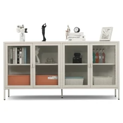 Herman Vitrineskab - Beige metal/glas - 170x40x85 cm