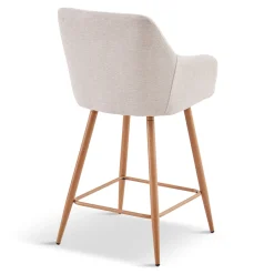 Jenna barstol - beige tekstil med armlæn 65 cm