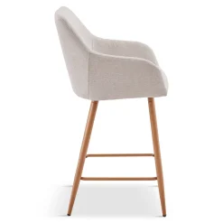 Jenna barstol - beige tekstil med armlæn 65 cm
