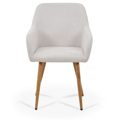 Jenna spisebordstol - beige tekstil med egelook