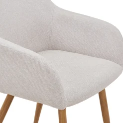 Jenna spisebordstol - beige tekstil med egelook