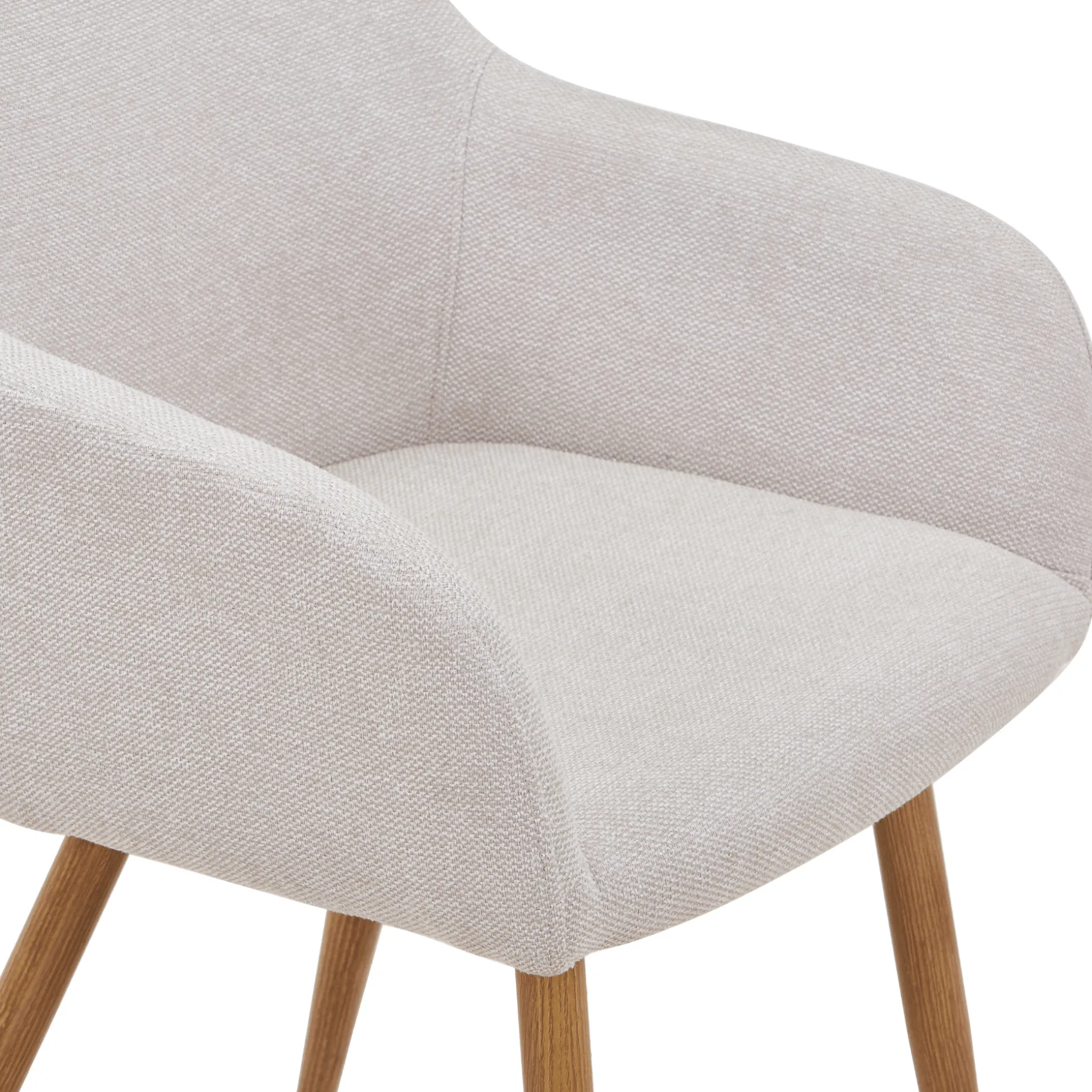 Jenna spisebordstol - beige tekstil med egelook