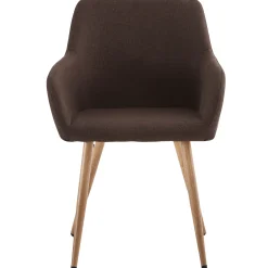 Jenna spisebordstol - brun tekstil med egelook