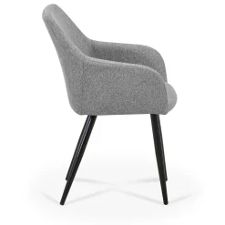 Jenna spisebordstol - grå tekstil med sorte ben