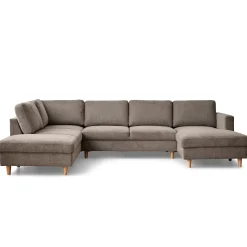 Jennifer højrevendt u-sofa i sand med chaiselong - L: 300 x D: 208 x H: 82 cm