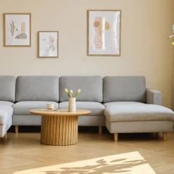 Jennifer højrevendt u-sofa i lys grå med chaiselong - L: 300 x D: 208 x H: 82 cm