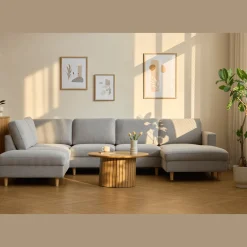 Jennifer højrevendt u-sofa i lys grå med chaiselong - L: 300 x D: 208 x H: 82 cm