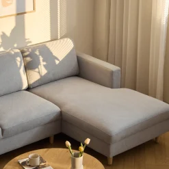 Jennifer højrevendt u-sofa i lys grå med chaiselong - L: 300 x D: 208 x H: 82 cm