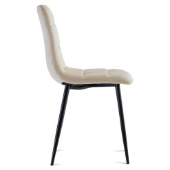 Jessi spisebordsstol - beige velour med sorte metalben