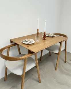 Jocelyn spisebordsstol i eg med beige stofsæde