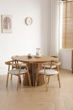 Jocelyn spisebordsstol i eg med beige stofsæde