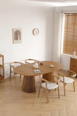 Jocelyn spisebordsstol i eg med beige stofsæde