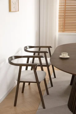 Jocelyn spisebordsstol i røget eg med beige stofsæde