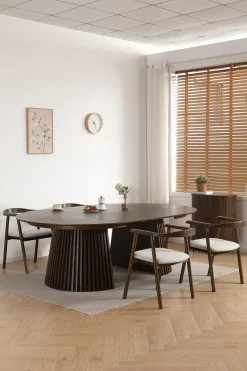 Jocelyn spisebordsstol i røget eg med beige stofsæde