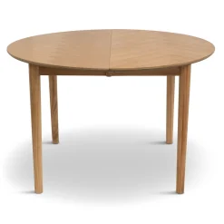 Joshua - Rundt spisebord i natur egefiner med udtræk 120/160/200 cm - Inkl. 2 Tillægsplader