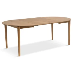 Joshua - Rundt spisebord i natur egefiner med udtræk 120/160/200 cm - Inkl. 2 Tillægsplader