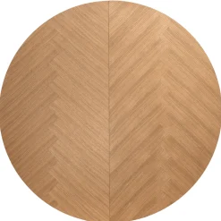 Joshua - Rundt spisebord i natur egefiner med udtræk 120/160/200 cm - Inkl. 2 Tillægsplader