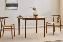 Joshua - Rundt spisebord i røget egefiner med udtræk 120/160/200 cm - Inkl. 2 Tillægsplader