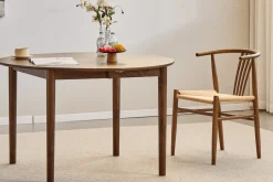 Joshua - Rundt spisebord i røget egefiner med udtræk 120/160/200 cm - Inkl. 2 Tillægsplader