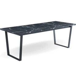 Karl spisebord i mat sort med marmor look - 210 x 90 cm