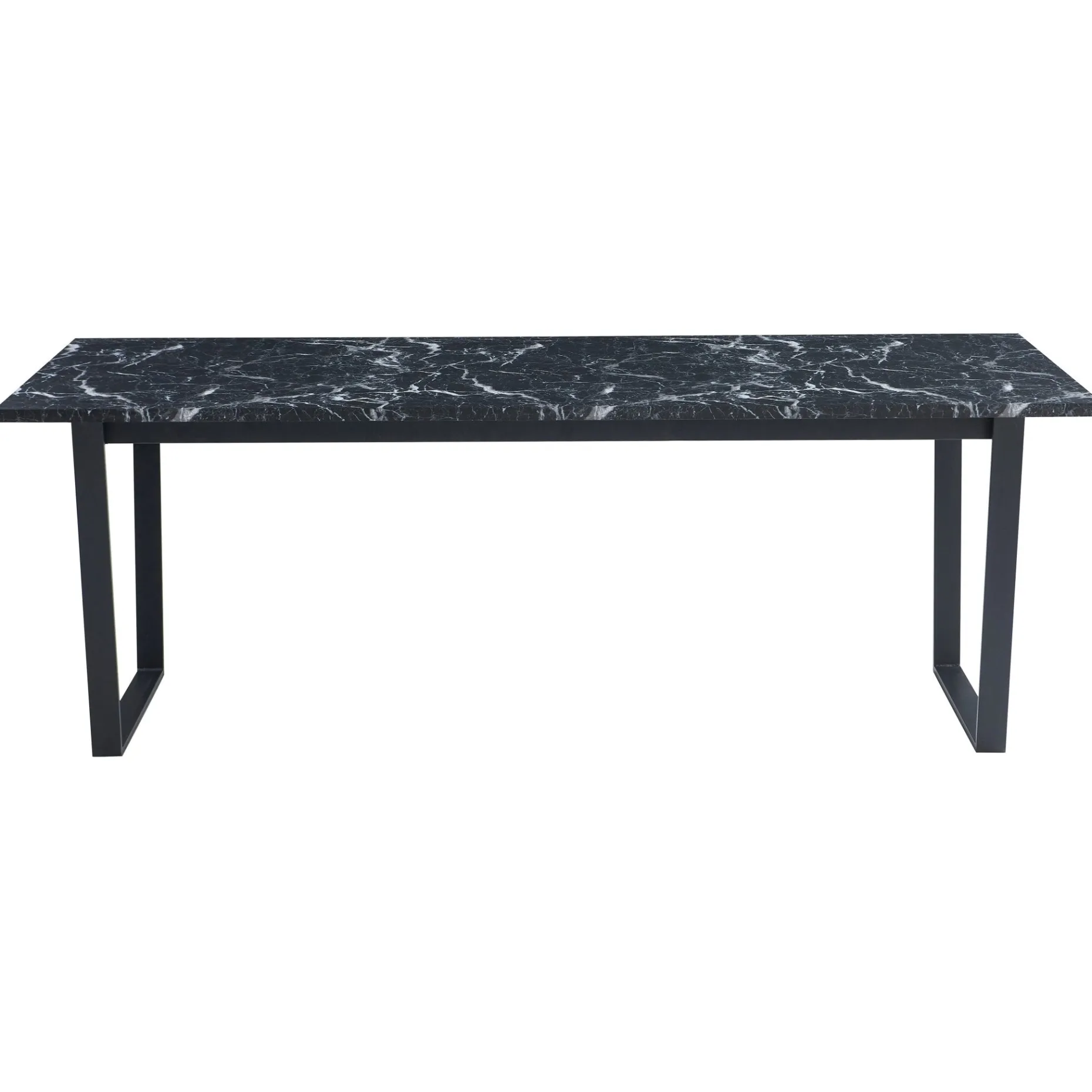 Karl spisebord i mat sort med marmor look - 210 x 90 cm