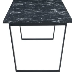 Karl spisebord i mat sort med marmor look - 210 x 90 cm