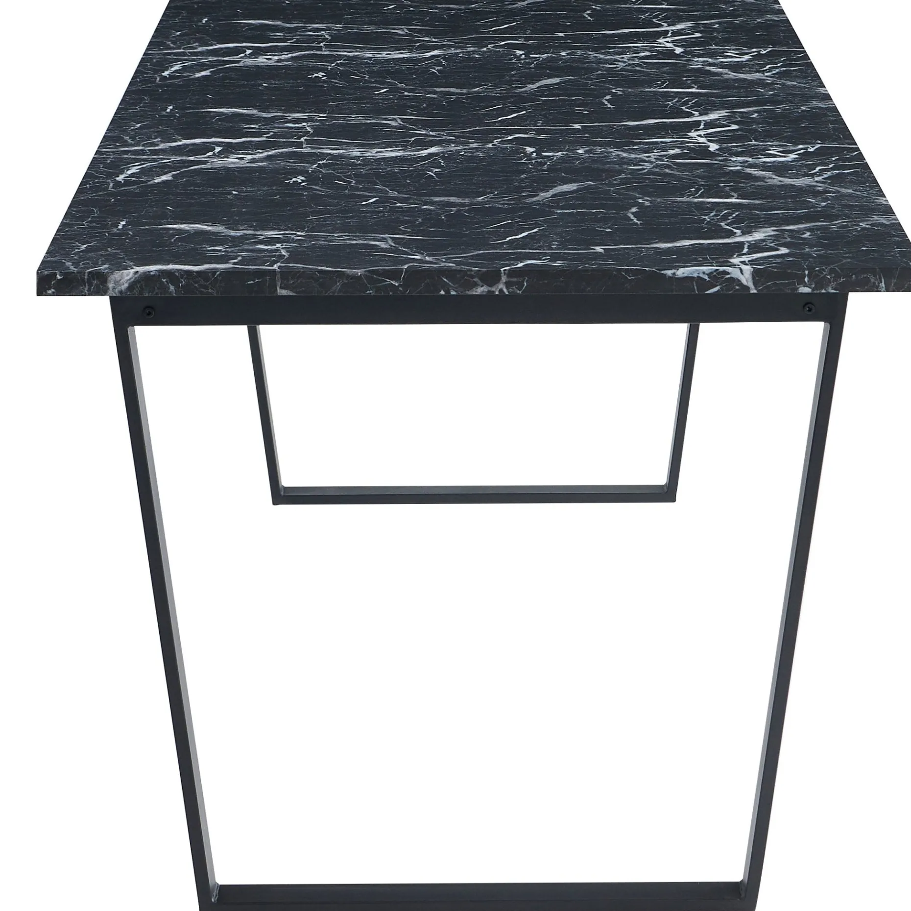 Karl spisebord i mat sort med marmor look - 210 x 90 cm