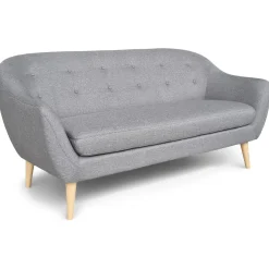Layla 3 personers sofa - grå tekstil med træben - L: 169 cm D: 83 cm H: 82 cm