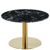 Lazio rundt sofabord i sort marmor look med guld ben - Ø70 cm