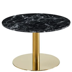Lazio rundt sofabord i sort marmor look med guld ben - Ø70 cm