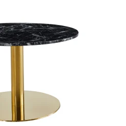 Lazio rundt sofabord i sort marmor look med guld ben - Ø70 cm