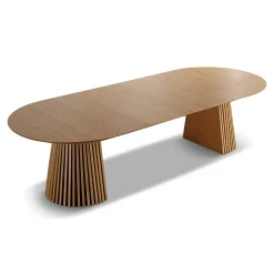 Lewis - Lamel ovalt Spisebord I Egefiner med udtræk 200/250/300 CM - 2x tillægsplader medfølger