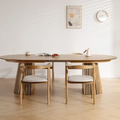 Lewis - Lamel ovalt Spisebord I Egefiner med udtræk 200/250/300 CM - 2x tillægsplader medfølger
