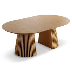 Lewis - Lamel ovalt Spisebord I Egefiner med udtræk 200/250/300 CM - 2x tillægsplader medfølger