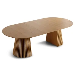 Lewis - Lamel ovalt Spisebord I Egefiner med udtræk 200/250/300 CM - 2x tillægsplader medfølger