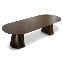 Lewis - Lamel ovalt Spisebord I Røget Egefiner med udtræk 200/250/300 CM - 2x tillægsplader medfølger