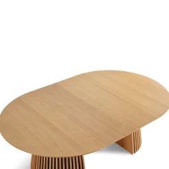 Lewis - Lamel rundt Spisebord I Egefiner med udtræk 150/190/230 CM - 2x tillægsplader medfølger